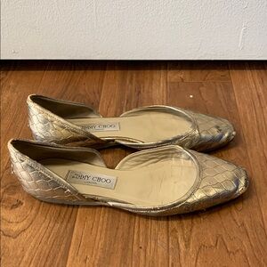 Jimmy Choo Gold Quilted Ballet Flats